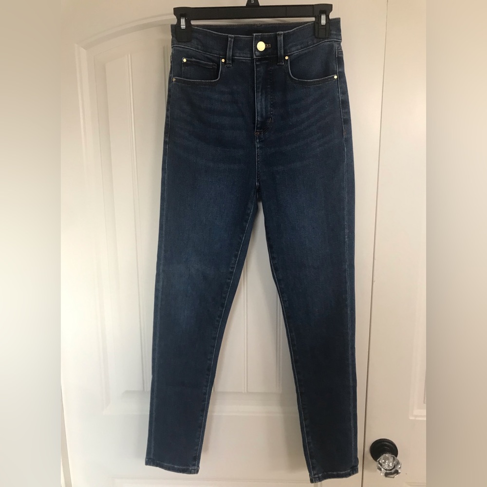 Ann Taylor High Rise Skinny Jeans in Dark Stone Wash